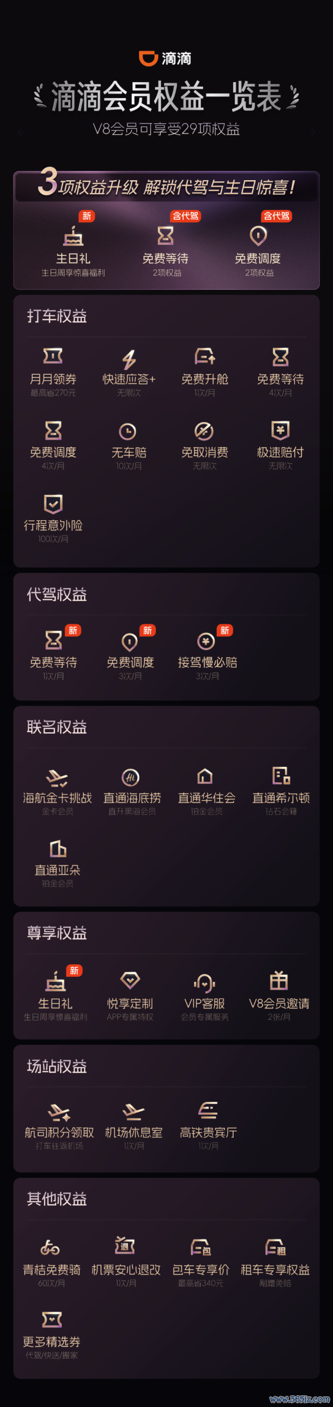 图为：滴滴会员权力一览图