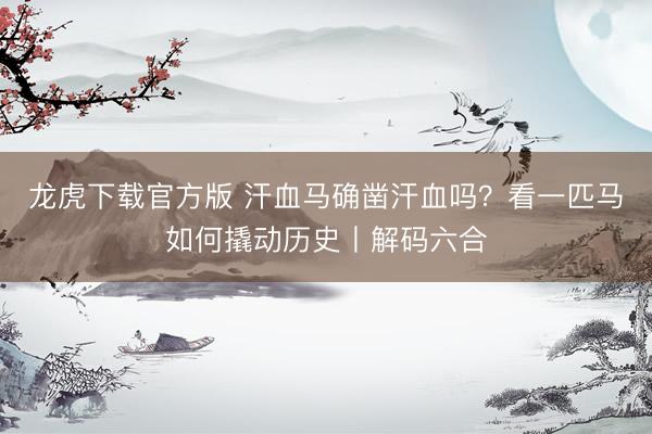 龙虎下载官方版 汗血马确凿汗血吗？看一匹马如何撬动历史丨解码六合