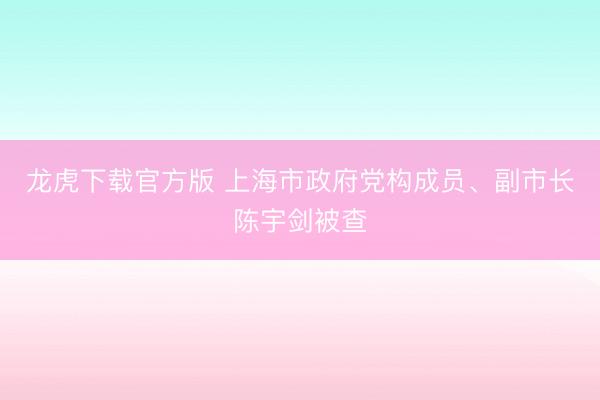 龙虎下载官方版 上海市政府党构成员、副市长陈宇剑被查