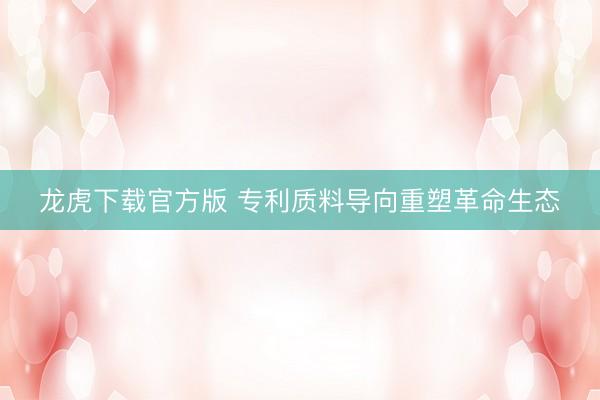 龙虎下载官方版 专利质料导向重塑革命生态