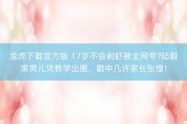 龙虎下载官方版 17岁不会剥虾被全网夸?陆毅家男儿凭教学出圈，戳中几许家长张惶！